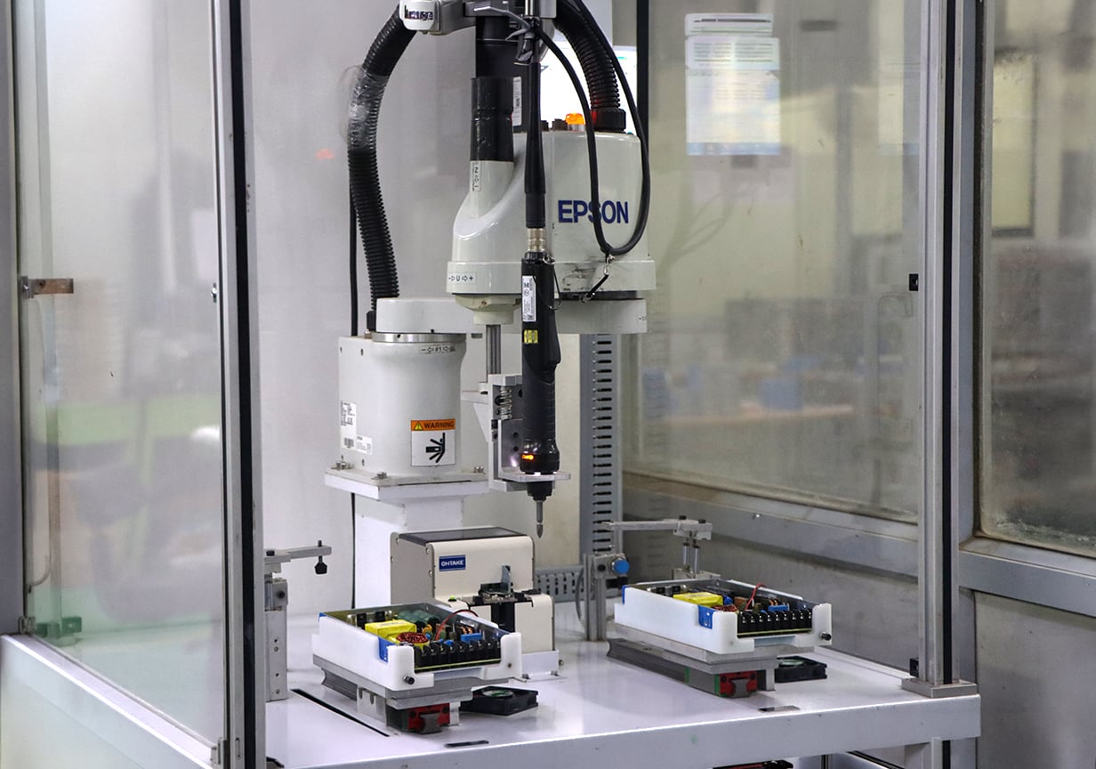 Precision Engineered SMPS Assembly with Epson SCARA Robotics and Intelligent Screwdriving Integration